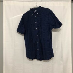 Old Navy Slim Fit Short Sleeve Button Up, dark blue with white dots